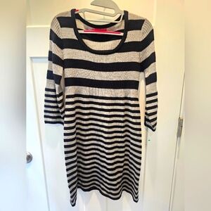 liv Black Gray Striped Ribbed Sweater Dress – Size L